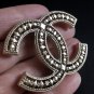 CHANEL Pale Gold Hollow Patterned Metal Brooch Pin Vintage Style