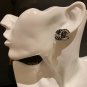 CHANEL CC Black & White Pearl Crystal Lucite Stud Earrings 2018 NIB