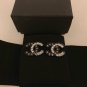 CHANEL CC Black & White Pearl Crystal Lucite Stud Earrings 2018 NIB