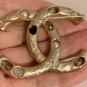 CHANEL Rome Paris Pearl Rhinestone Crystal Brooch Pin VINTAGE GOLD CC Authentic