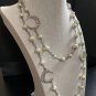CHANEL 3 Crescent Moon Crystal PEARL Silver Chain Necklace 42" Classic