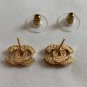 CHANEL Crystal Square Stud Earrings CC Gold Metal Small Authentic NIB
