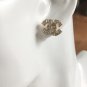 CHANEL Crystal Square Stud Earrings CC Gold Metal Small Authentic NIB