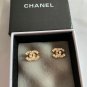 CHANEL Crystal Square Stud Earrings CC Gold Metal Small Authentic NIB