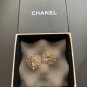 CHANEL Stud Earrings Pale Gold Metal Alphabets Hallmark Authentic
