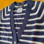 CHANEL Knitted Cardigan Sweater Dress Kimono Top Navy/Ivory Button Down 38 NWOT