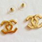 CHANEL CC Rectangle Cut Crystal Stud Earrings Gold Metal NIB