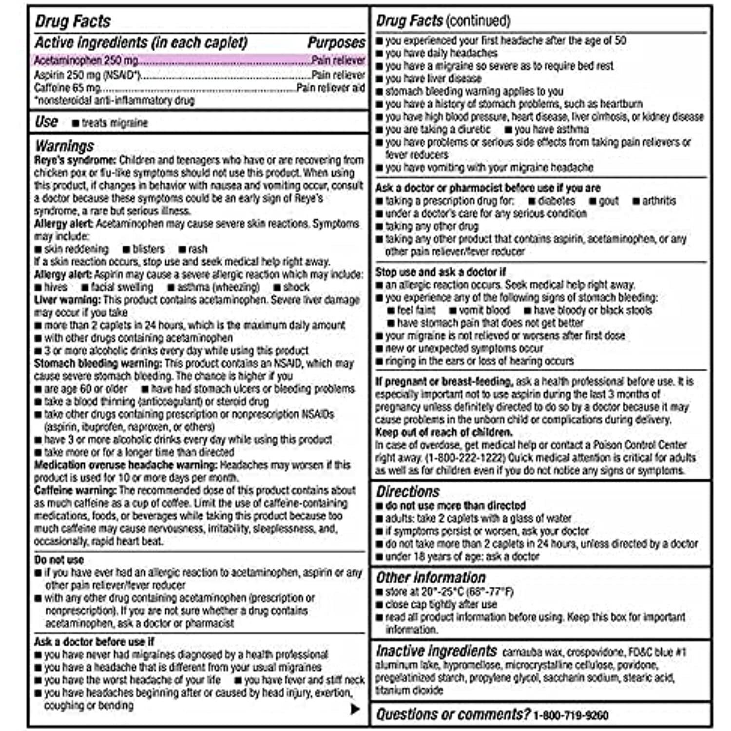 Kirkland Signature Migraine Relief, 400 Count, EXP 09/2022