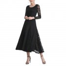Womens Patchwork Wide Hemline Dress Party Black