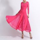 Womens Patchwork Wide Hemline Dress Party Hot Pink