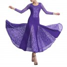 Womens Patchwork Wide Hemline Dress Party Purple