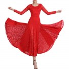 Womens Patchwork Wide Hemline Dress Party Red