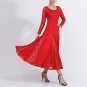 Womens Patchwork Wide Hemline Dress Party Red