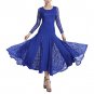 Womens Patchwork Wide Hemline Dress Party Royal Blue