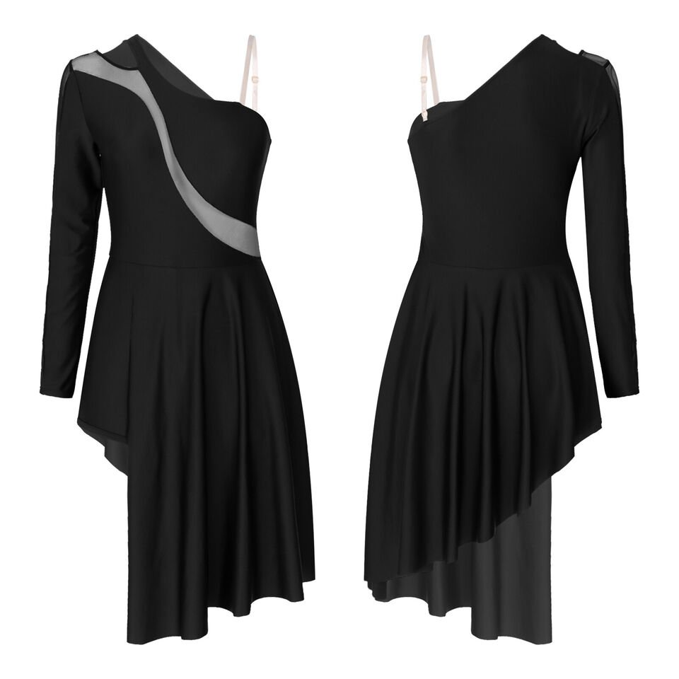 Black Womens Patchwork Wide Hemline Dress Party