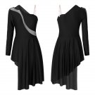 Black Womens Patchwork Wide Hemline Dress Party