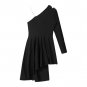 Black Womens Patchwork Wide Hemline Dress Party