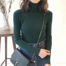 Women Dark Green Turtleneck Sweater Winter Keep Warm casual top