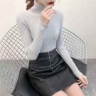 Women Gray Turtleneck Sweater Winter Keep Warm casual top