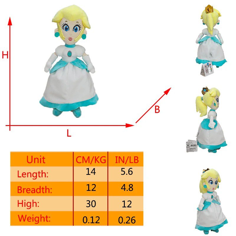 Princess Peach Stuffed Toy - New Elephant Luigi Mario Fruit Plushie Doll Blue...