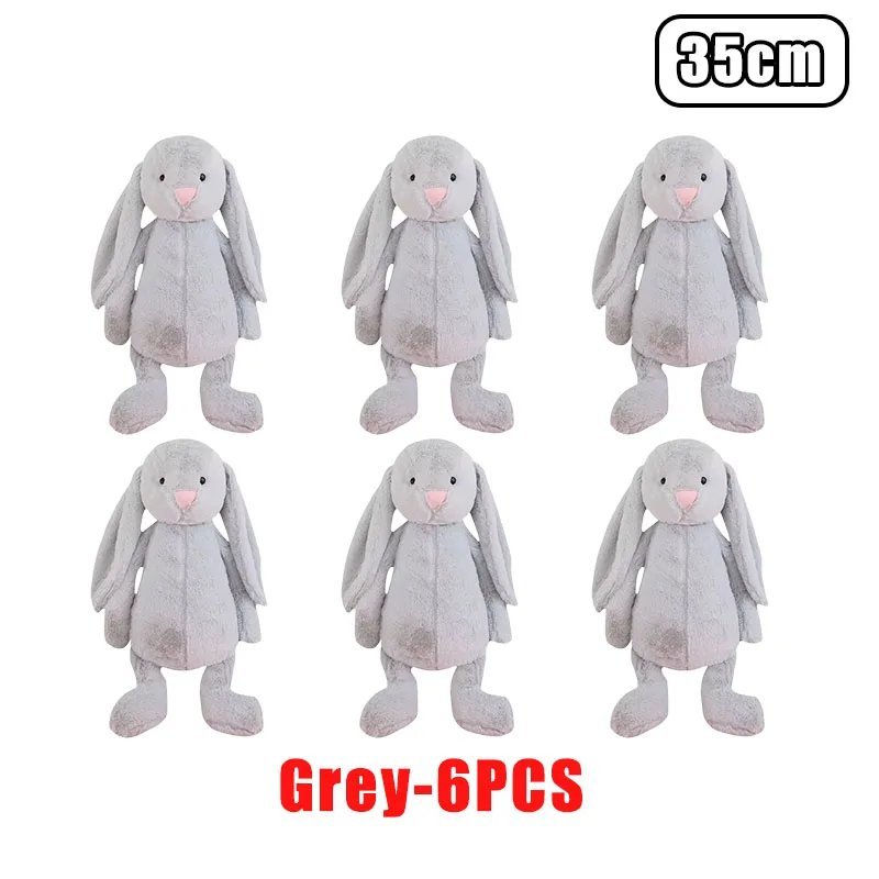 Grey 6PCS Stuffed Toy - Cute Easter Rabbit Plush Toy Long Ear Bunny Stuffed A...