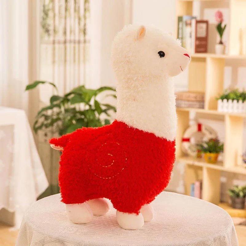 Red Stuffed Toy - 28cm Kawaii Alpaca Plush Doll Cute Animal Doll Soft Cotton ...