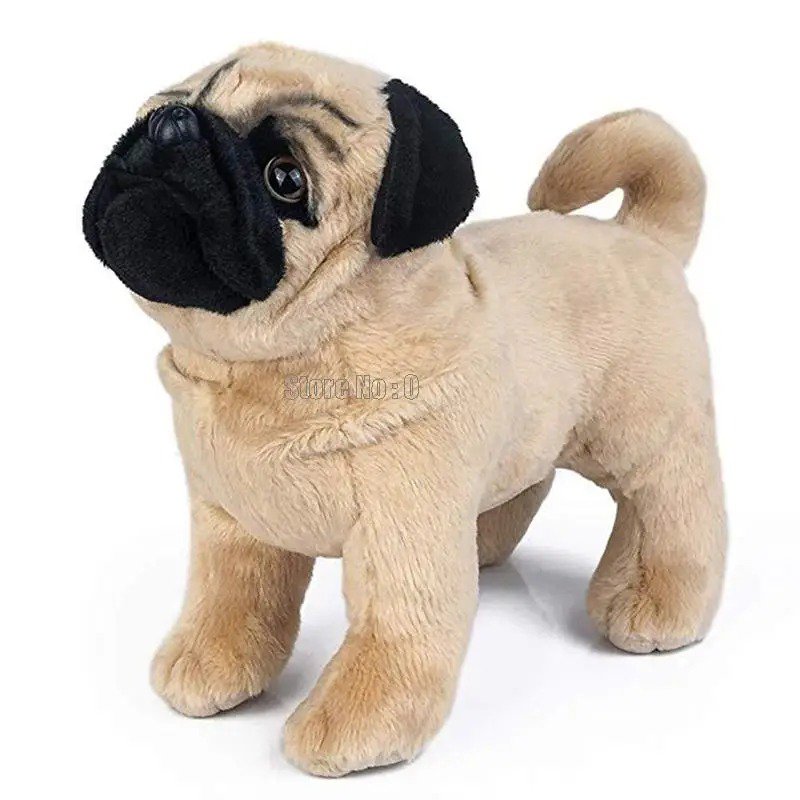33cm Stuffed Toy - Lifelike Standing Pug Dog Plush Soft Stuffed Animals Doll ...