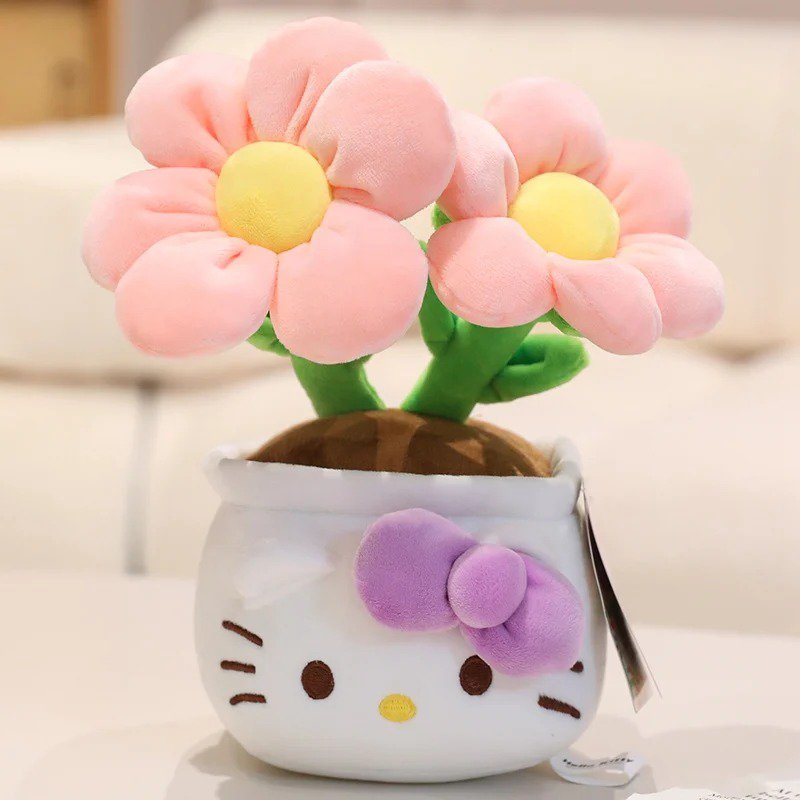 Pink Stuffed Toy - Sanrio Anime High Quality With Tag Hello Kitty Potted Plan...