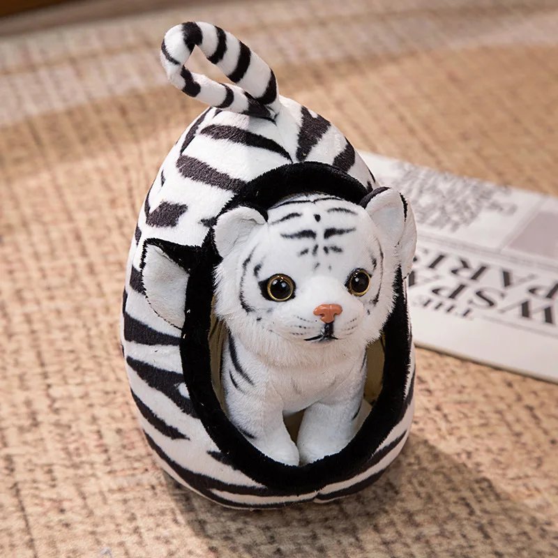 White Tiger Stuffed Toy - Lifelike Baby Tiger Lion Leopard Plush Toys Stuffed...