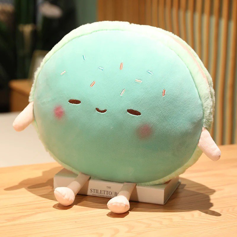 blue Macaron Stuffed Toy - Creative Hamburger Plush Toy Soft Stuffed Kawaii P...