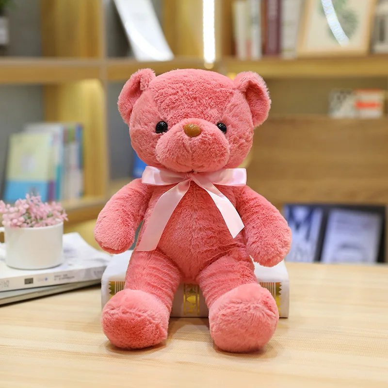 Watermelon red Stuffed Toy - 30cm Colourful Bow Bear Plush Toys Stuffed Teddy...