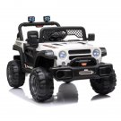 Ride On Truck, Battery Powered Toy Car w/ Spring Suspension, RC, LED Lights, Bluetooth - White