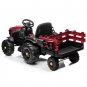 12v Toy Tractor with Trailer, Battery Powered Electric Agricultural Vehicle Toy Car for Kids,Red