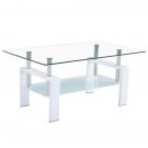 110*60*45.5cm Double-Glazed Dining Table Stainless Steel Table Legs,White