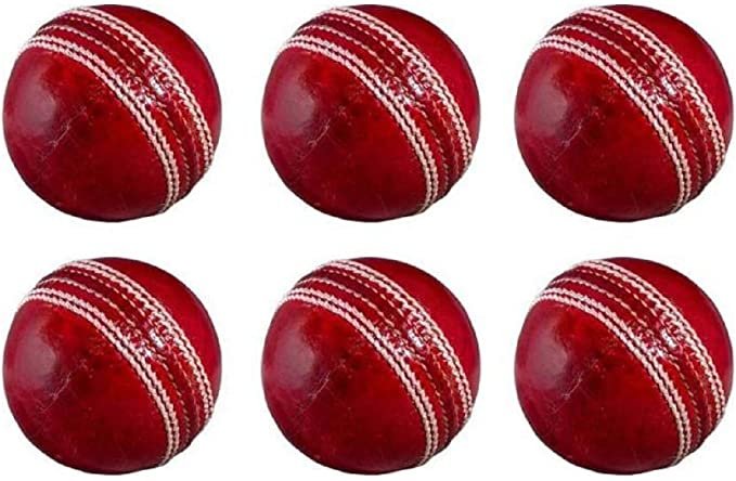 Leather Cricket Ball Red Color A Grade Hand Stitched Practice Cricket Hard Balls - Pack Of 6 Balls