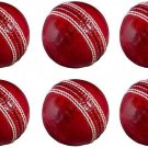 Leather Cricket Ball Red Color A Grade Hand Stitched Practice Cricket Hard Balls - Pack Of 6 Balls