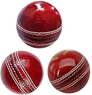 Leather Cricket Ball Red Color A Grade Hand Stitched Practice Cricket Hard Balls - Pack Of 3 Balls