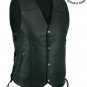 Men's Real Leather Motorcycle Waistcoat Biker Vest With Side Laces