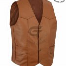 Men's Real Leather Motorcycle Waistcoat Biker Vest Cowhide Leather