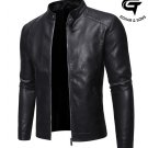 Men's Black Leather Jacket Slim Fit Casual Motorcycle Leather Jacket