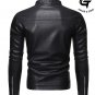 Men's Black Leather Jacket Slim Fit Casual Motorcycle Leather Jacket