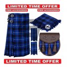 Traditional Men's Scottish Ramsey Blue 8 yard Tartan KILT - With Free Accessories