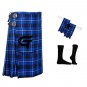 Men's Scottish 8 Yard Ramsey Blue Tartan KILTS with Free - Flashes - Socks