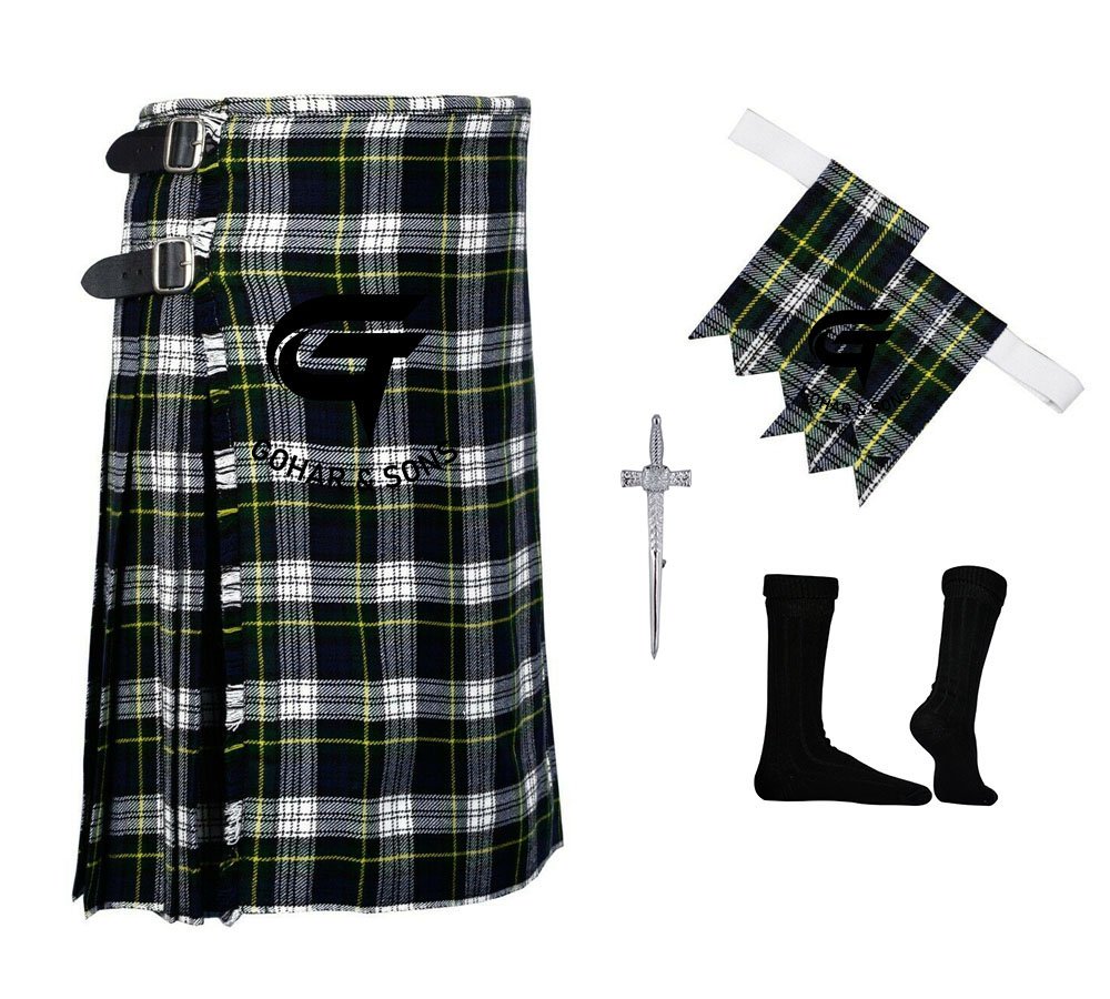 Men's Scottish 8 Yard Dress Gordon Traditional KILTS -Flashes - Kilt Pin - Socks