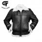 Men's Motorcycle Leather Fur Lined B3 Black And White Bomber Jacket