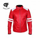 Men's Fight Club Inspired Red And White Leather Jacket Top Trend Jacket