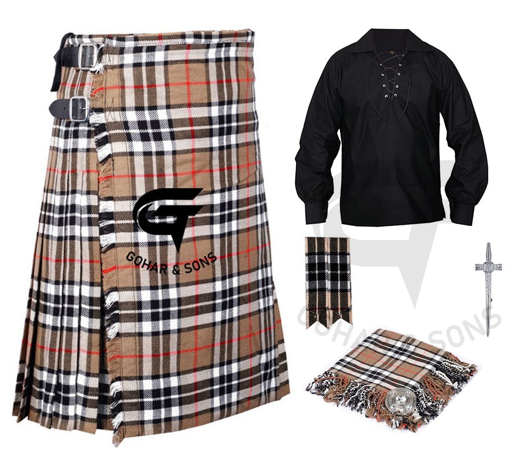 Men's Scottish 8 yard Campbell of Thompson Outfit KILT Traditional Tartan Kilts with Accessories
