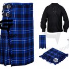 Men's Scottish 8 yard Ramsey Blue Outfit KILT Traditional Tartan Kilts with Accessories