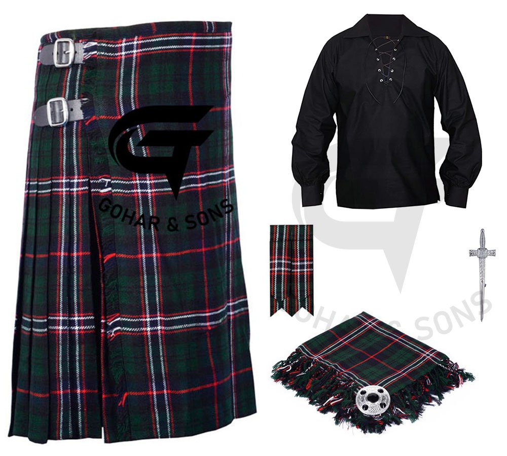 Men's 8 yard Scottish National Outfit KILT Traditional Tartan Kilts with Accessories