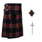 Men's Scottish 16oz 8 Yard Black Stewart Kilts Casual Kilt, Various Sizes and Tartans Colors